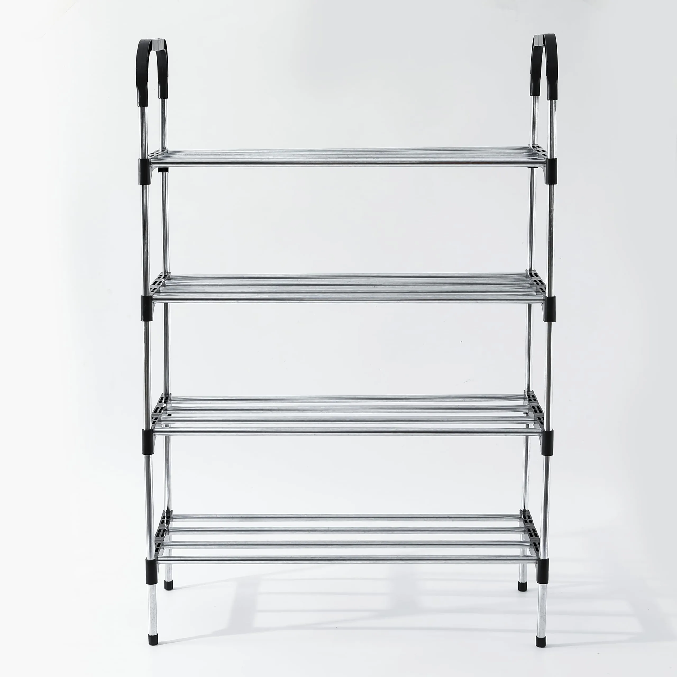 Kuber Industries (Pack 6) 5 Layer Shoe Rack | Footwear Holder | Shoe Storage Organizer Cabinet | Multi-Layer Adjustable shoe rack stand | Easy Assembly Sturdy Shoe Tower | Black & Silver