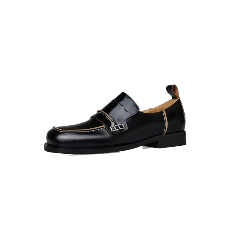 Leather Penny Loafers for Women in Black