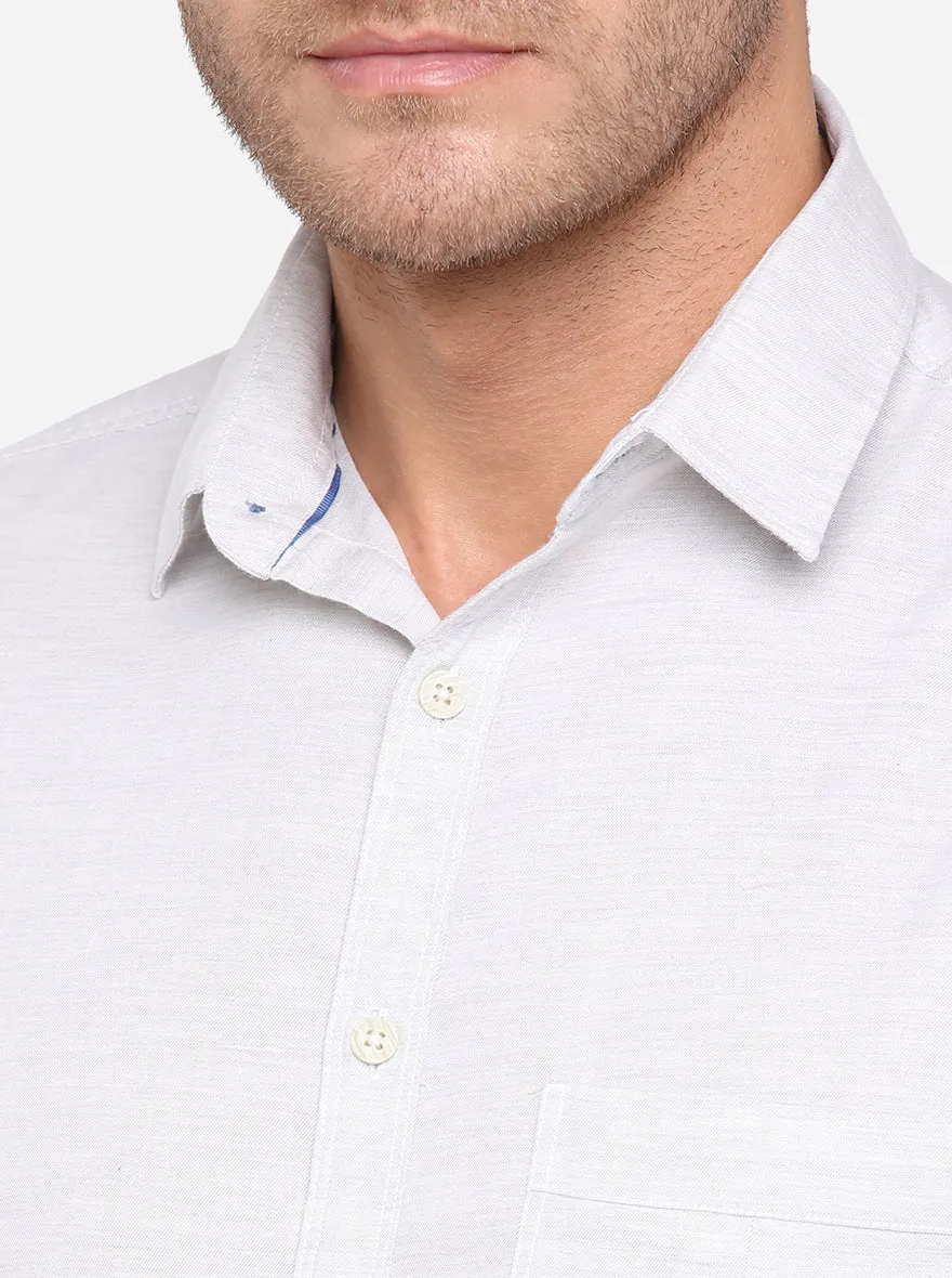 Light Grey Printed Slim Fit Casual Shirt | Greenfibre