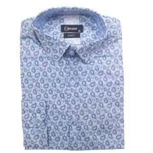 Lorenzini LS Sky Paisley Blue Shirt