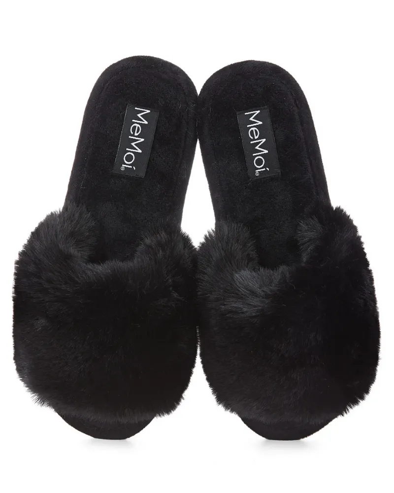 Me Moi Bette Black Plush Slipper