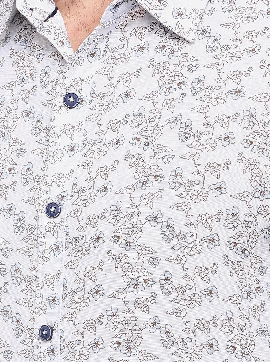 Meadow Mist Printed Slim Fit Casual Shirt | Greenfibre