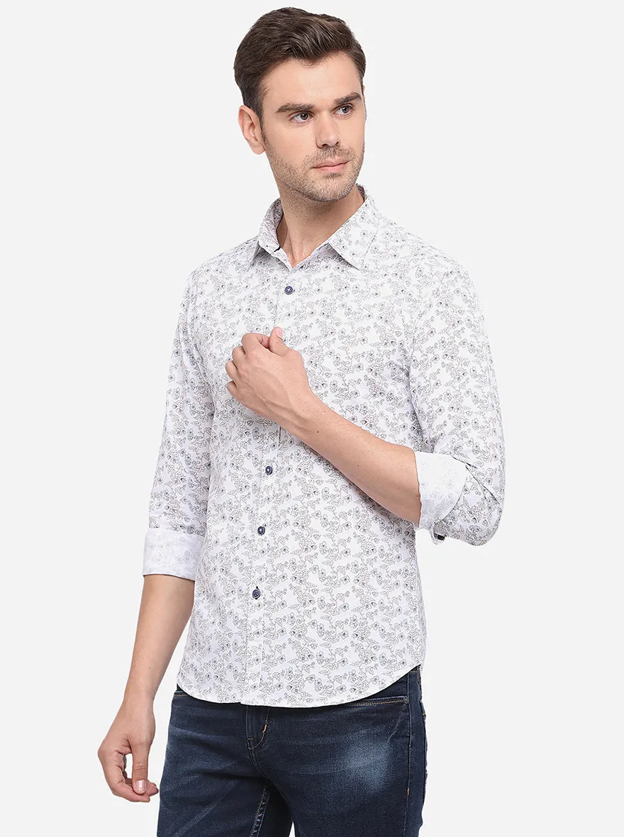 Meadow Mist Printed Slim Fit Casual Shirt | Greenfibre