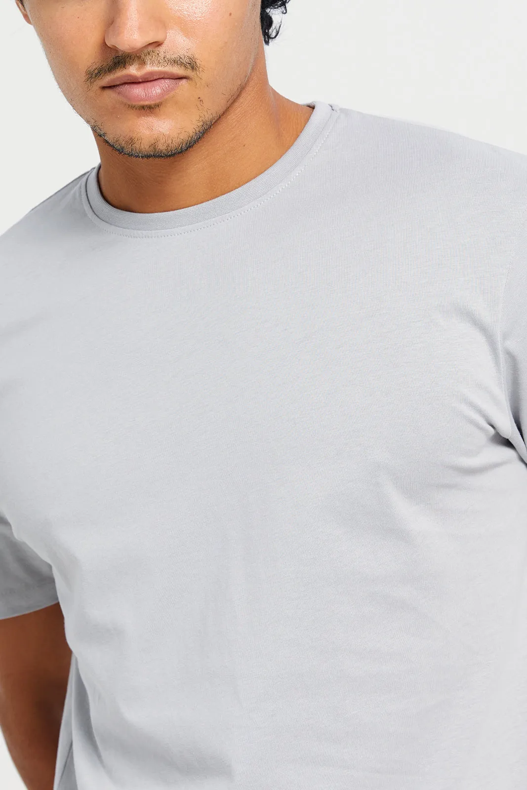 Men Grey Basic T-Shirt