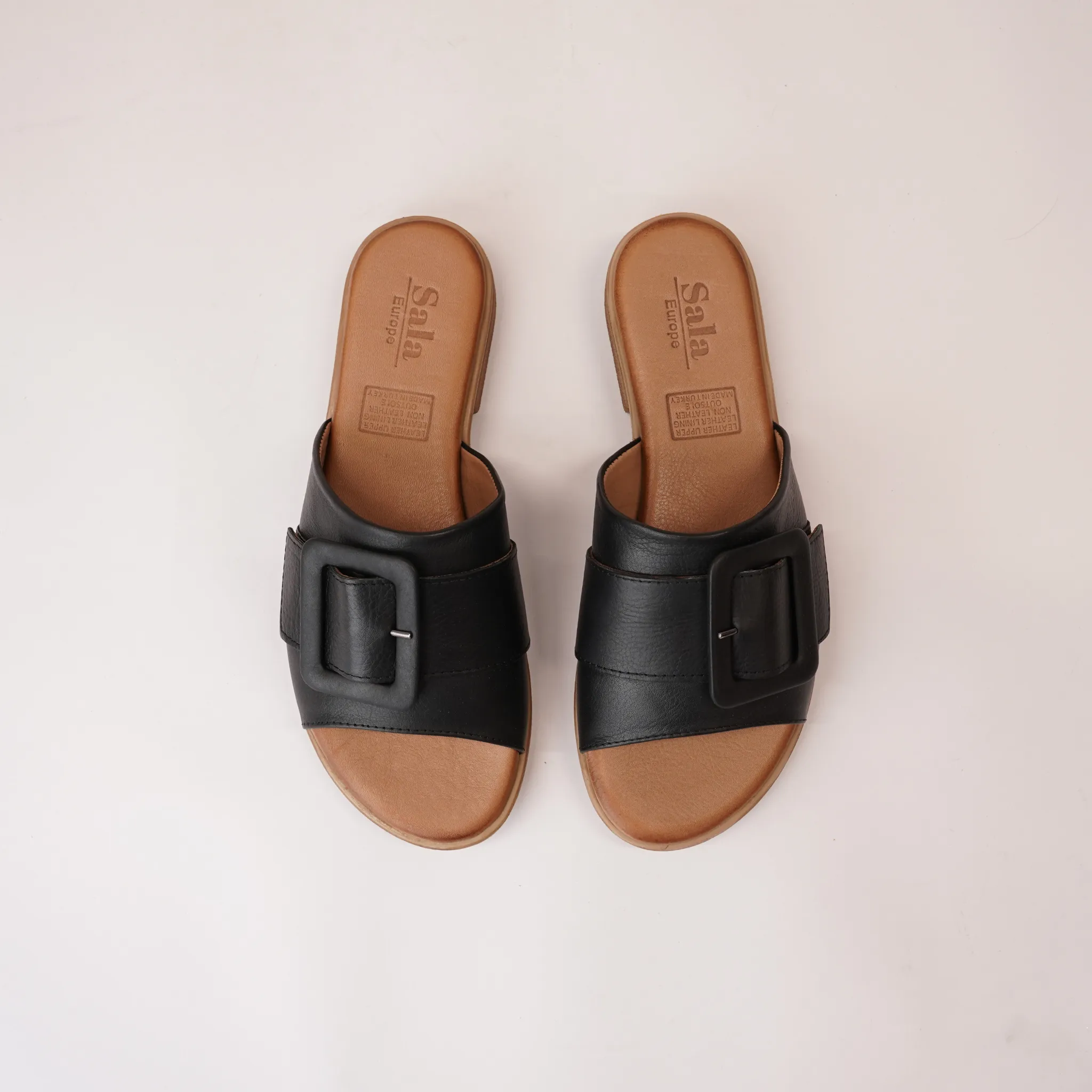 Miley Black Leather Slides