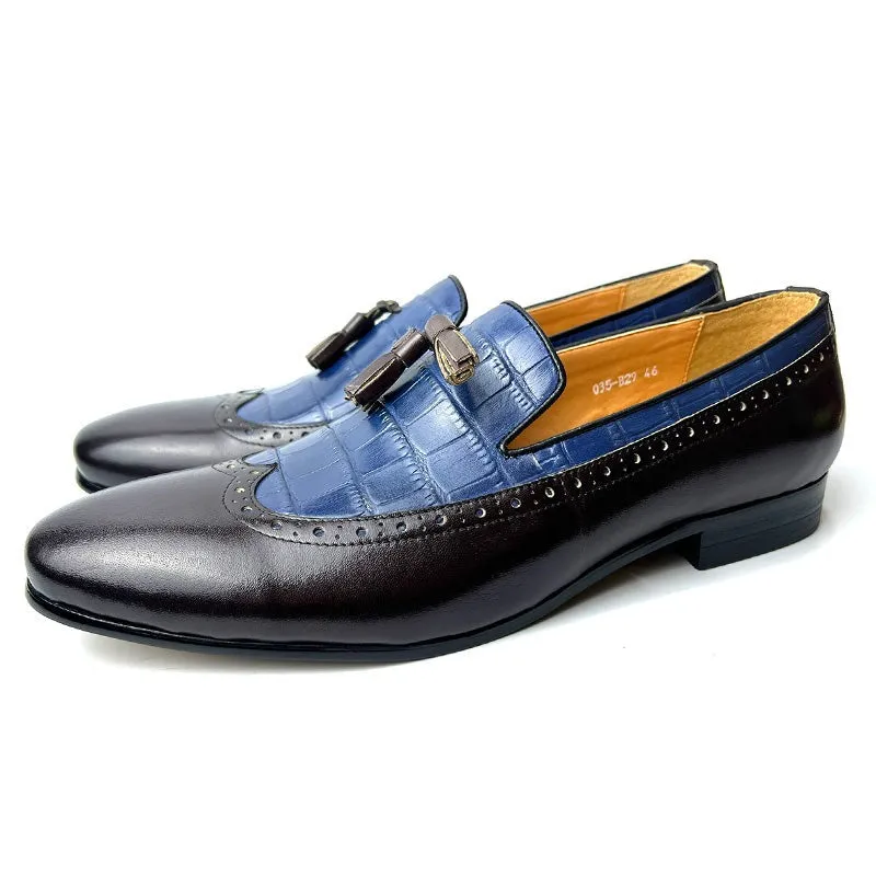 Mixed Color Leather Loafers Shoes