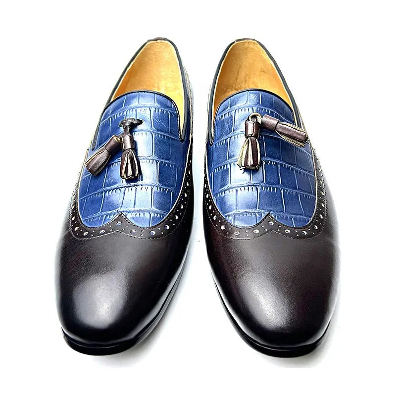 Mixed Color Leather Loafers Shoes