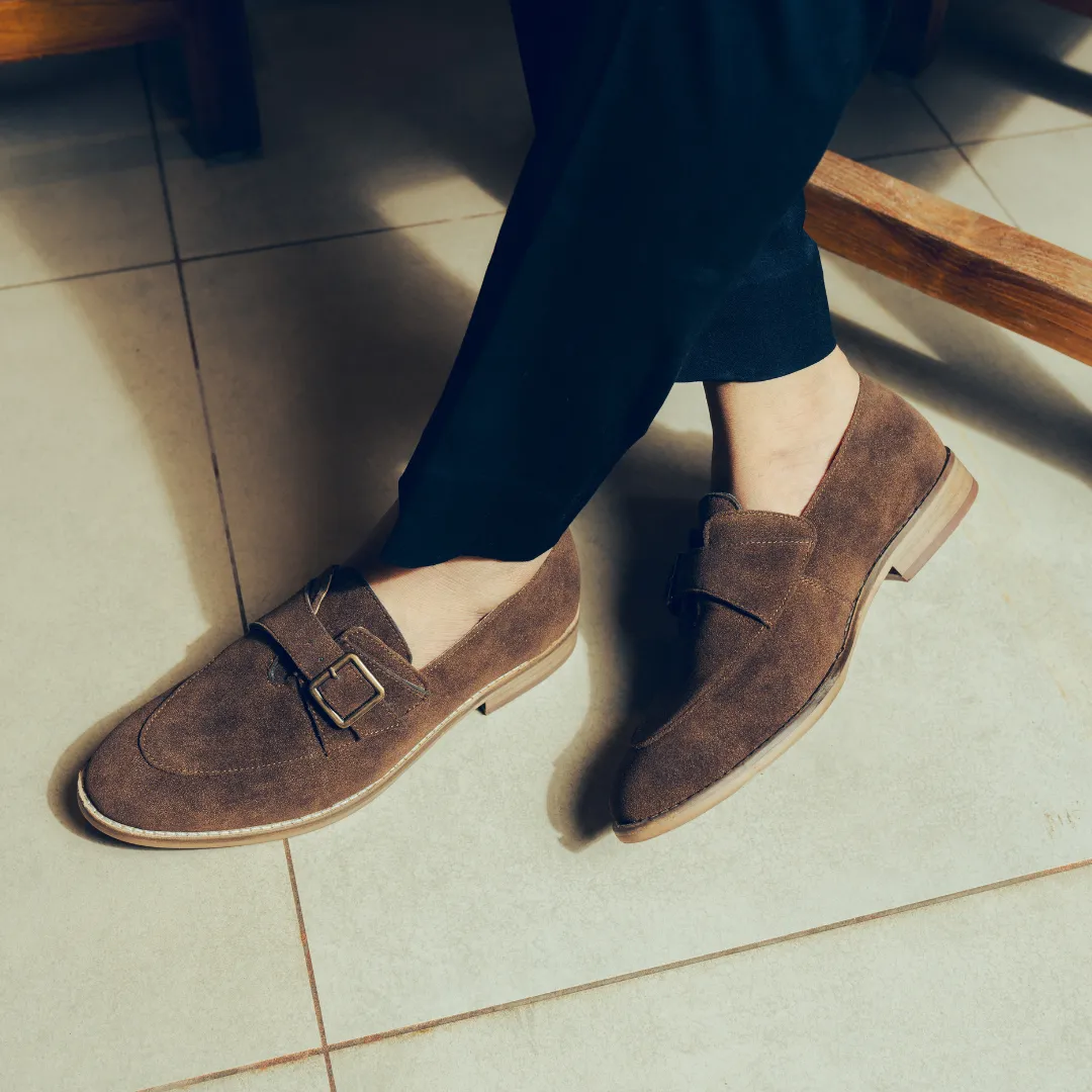 Monkstory Rustic Buckle Slip-Ons - Brown