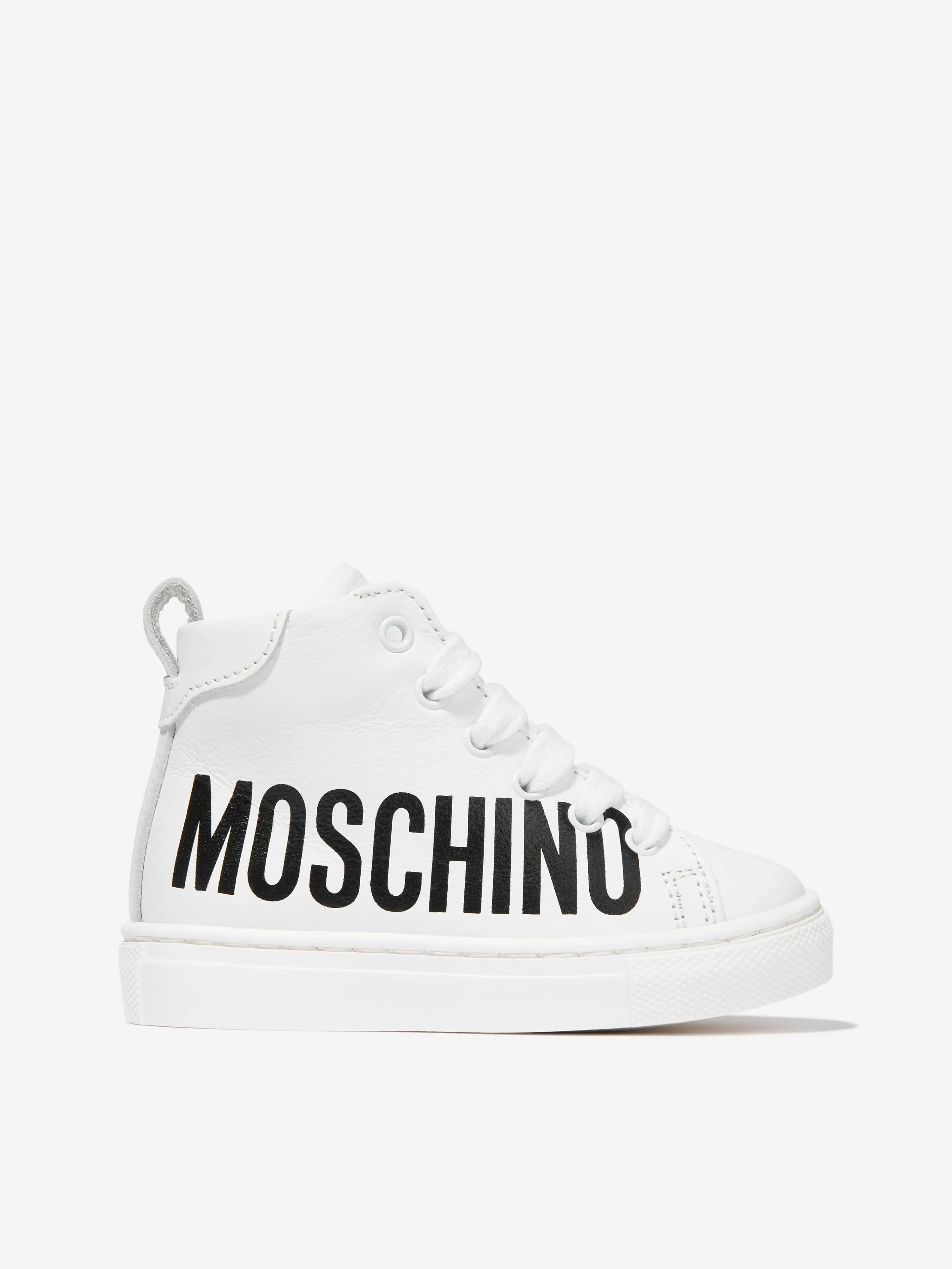 Moschino Kids Leather Maxi Logo High Top Trainers