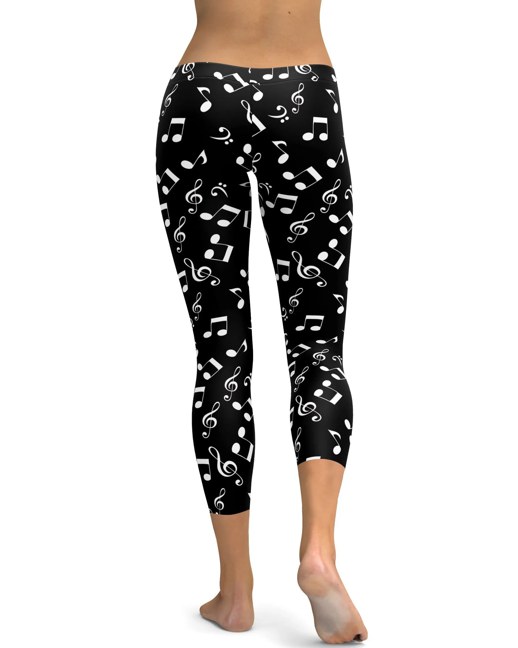 Music Notes Black Capris