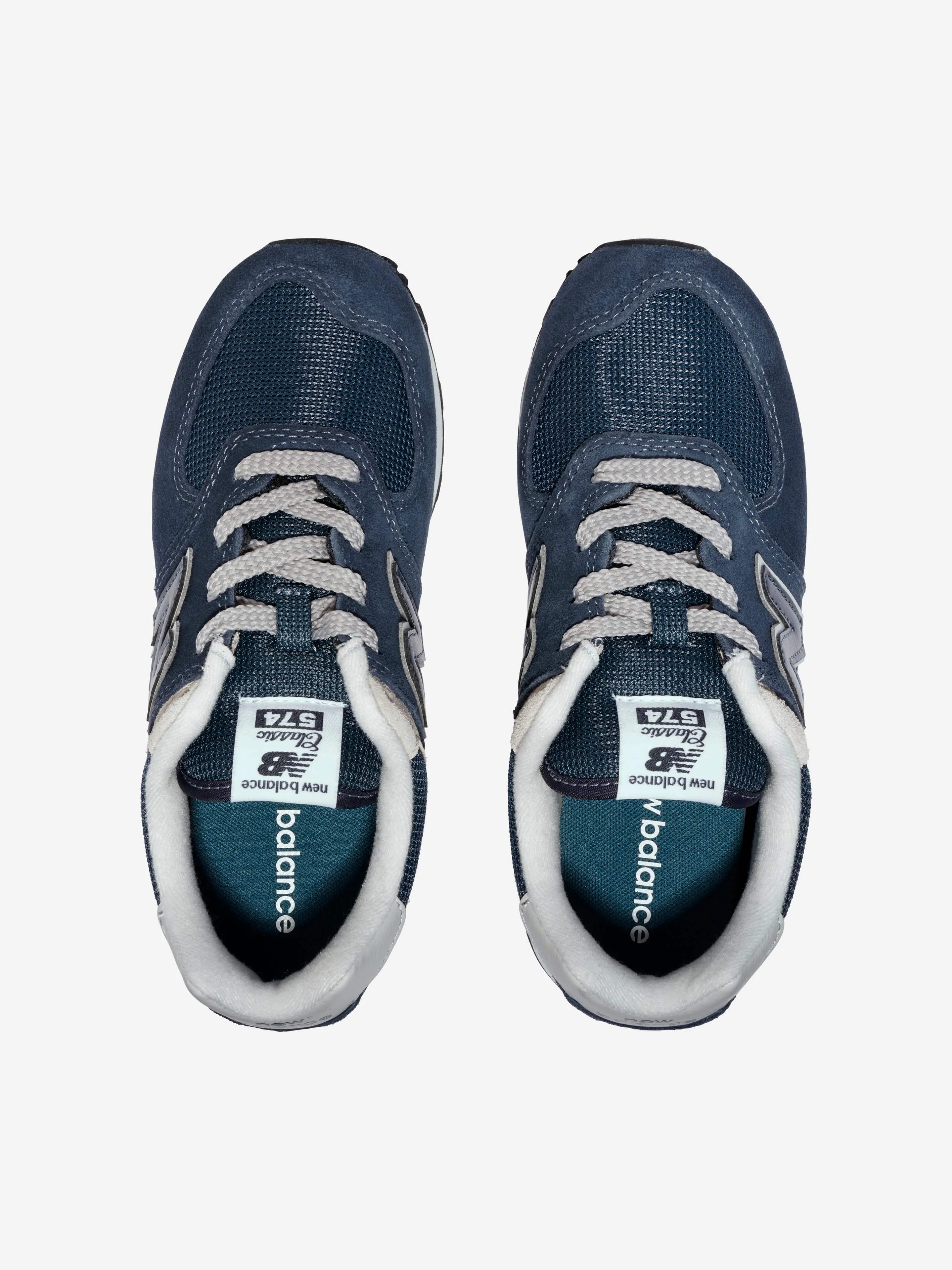 New Balance Kids 574 Lace Up Logo Trainers in Navy