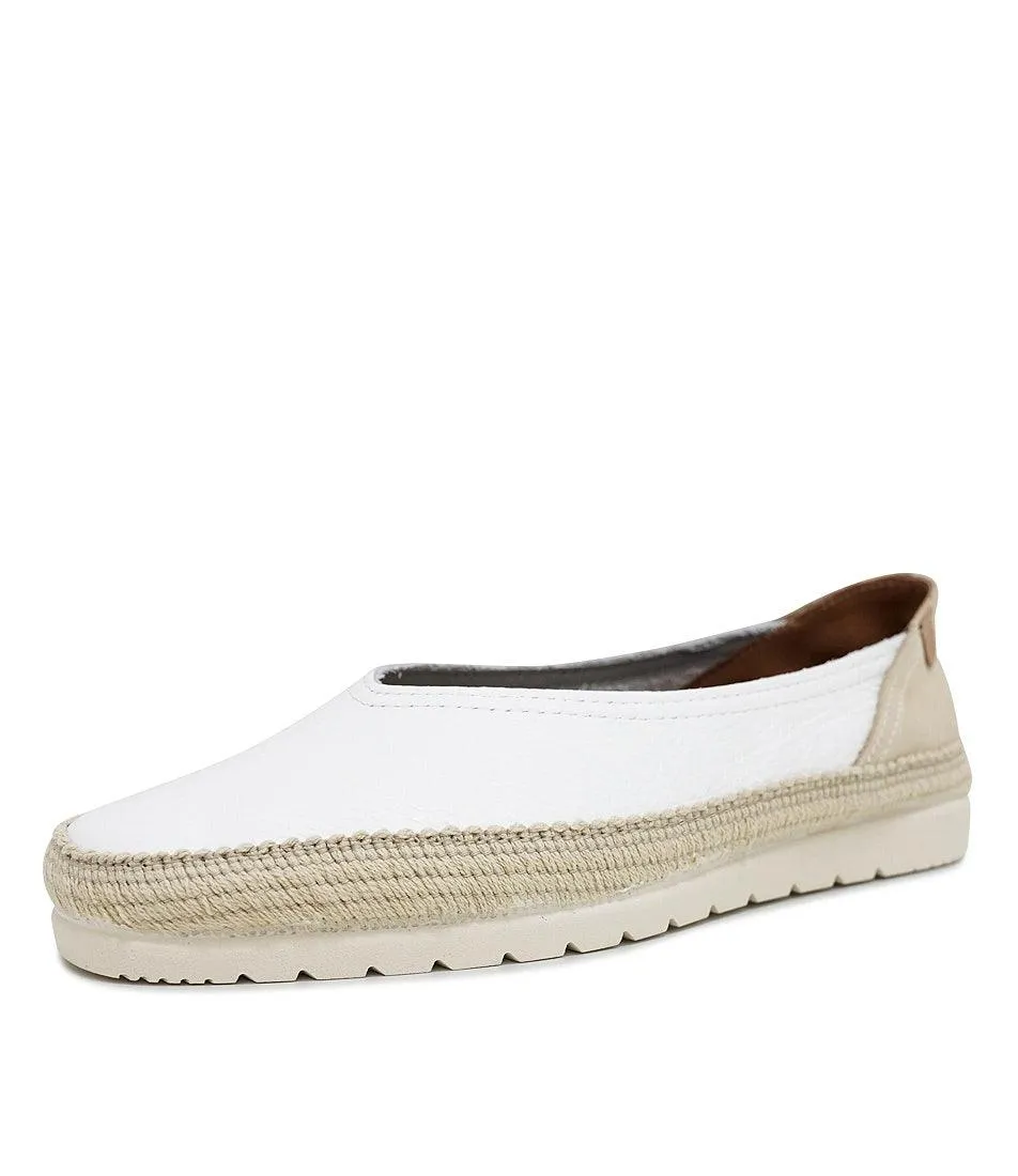 Noelia White Leather Espadrilles