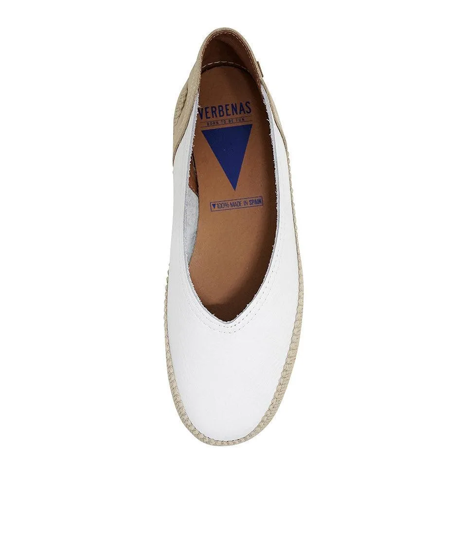 Noelia White Leather Espadrilles