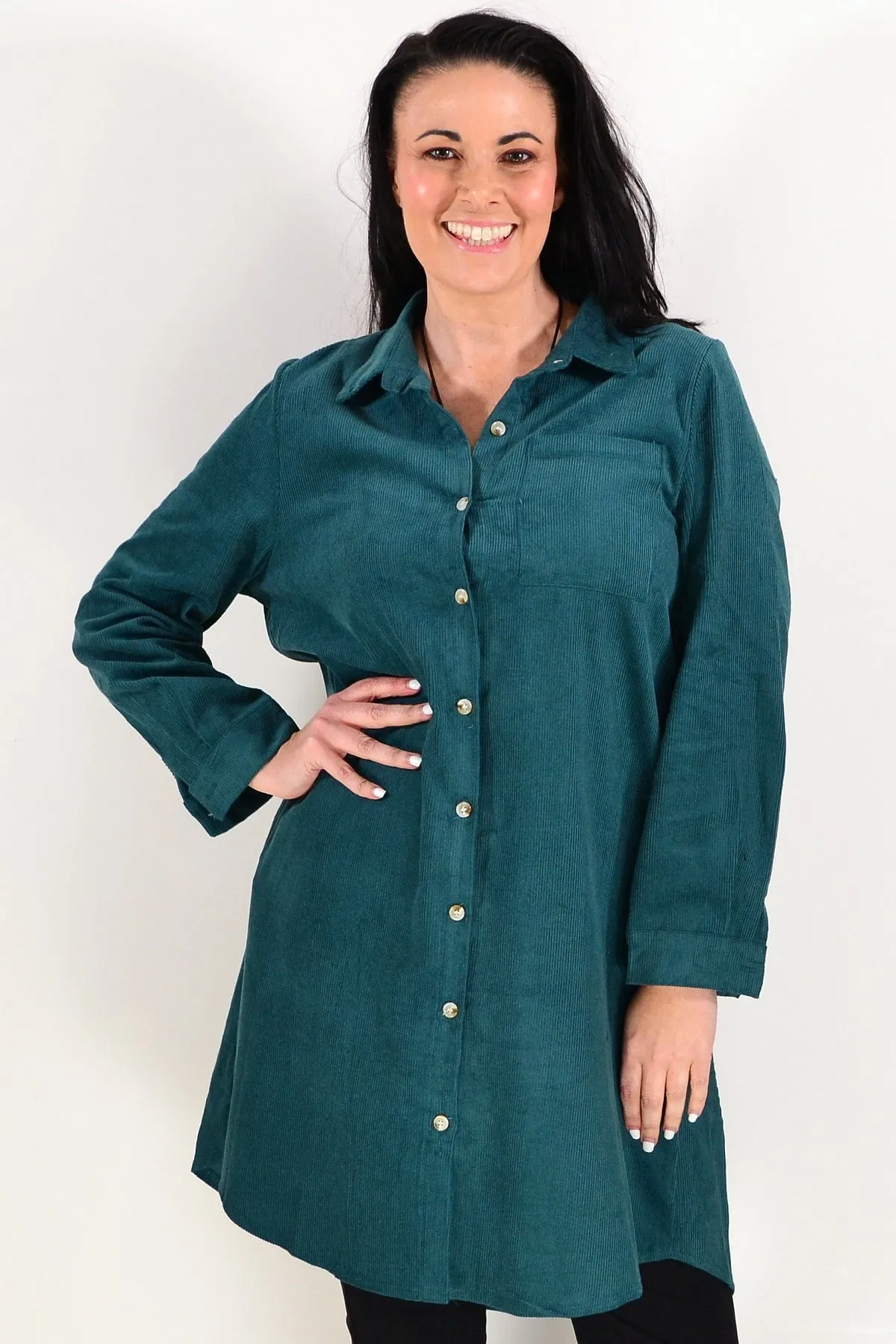 Olive Green Corduroy Tunic Shirt