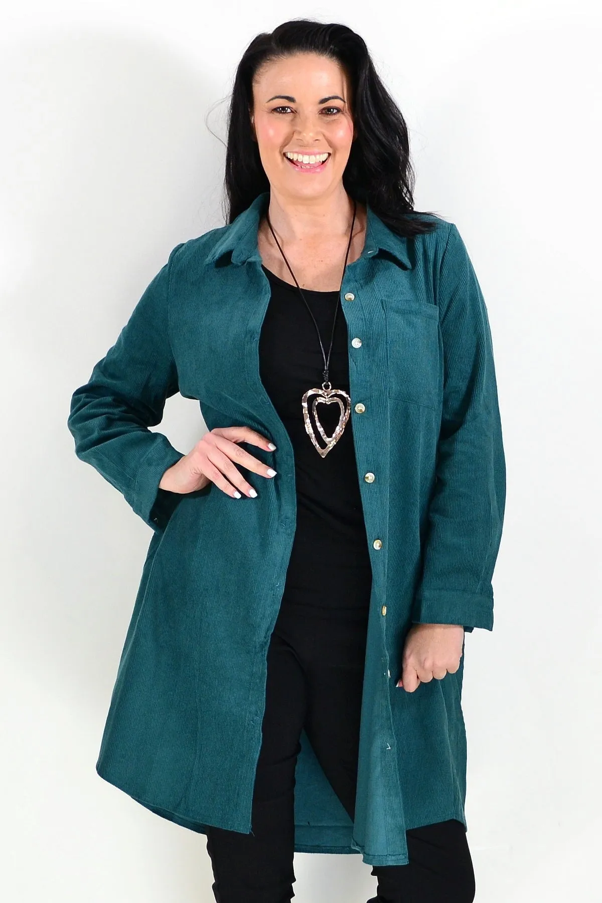 Olive Green Corduroy Tunic Shirt