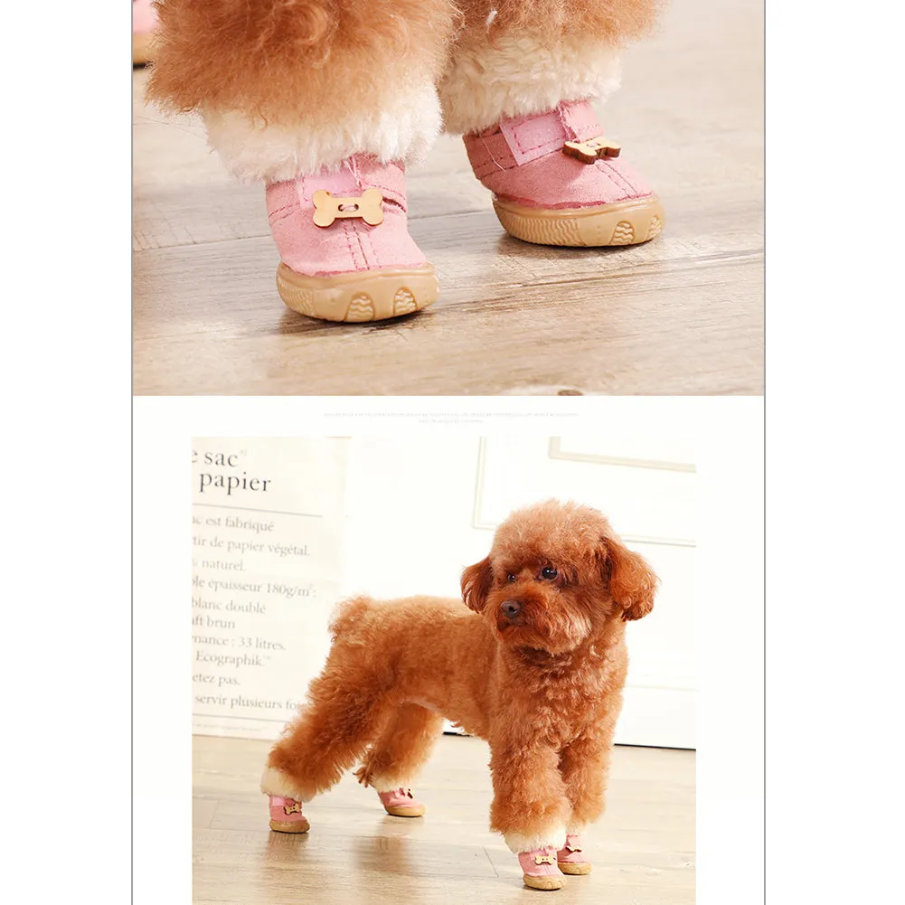 OMEM Puppy Boots, Cotton Material Keep Warm, Cute Dog Shoes in Soft Fabric