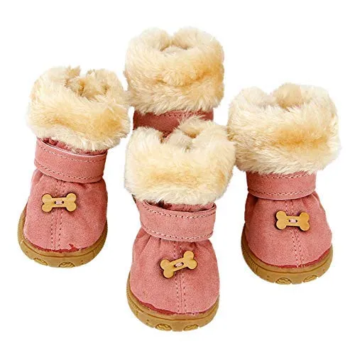 OMEM Puppy Boots, Cotton Material Keep Warm, Cute Dog Shoes in Soft Fabric