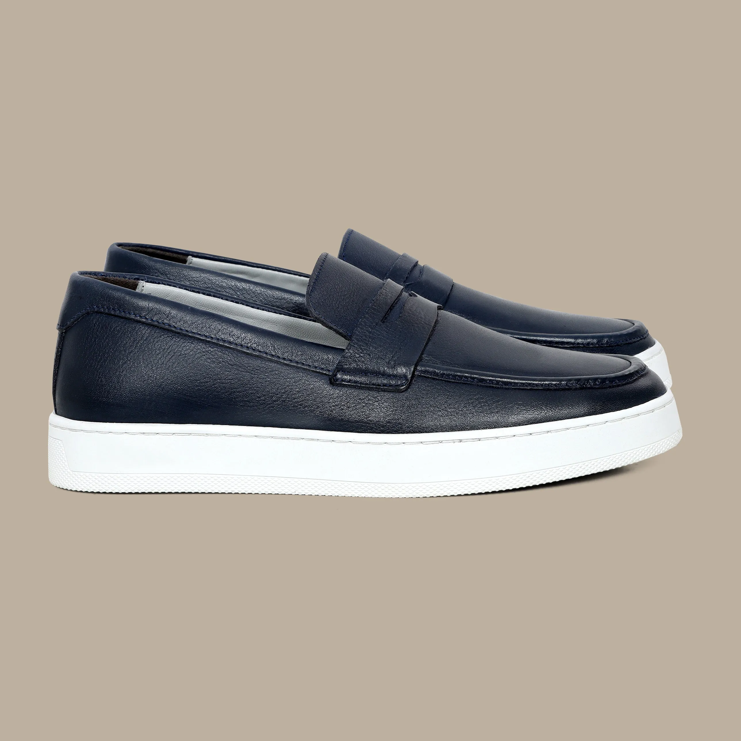 Penny Casual Loafer in Navy Leather