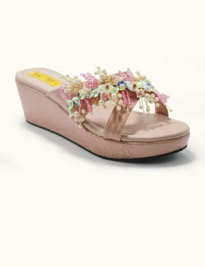 Pink | Fancy Wedge Heel Slippers for Women