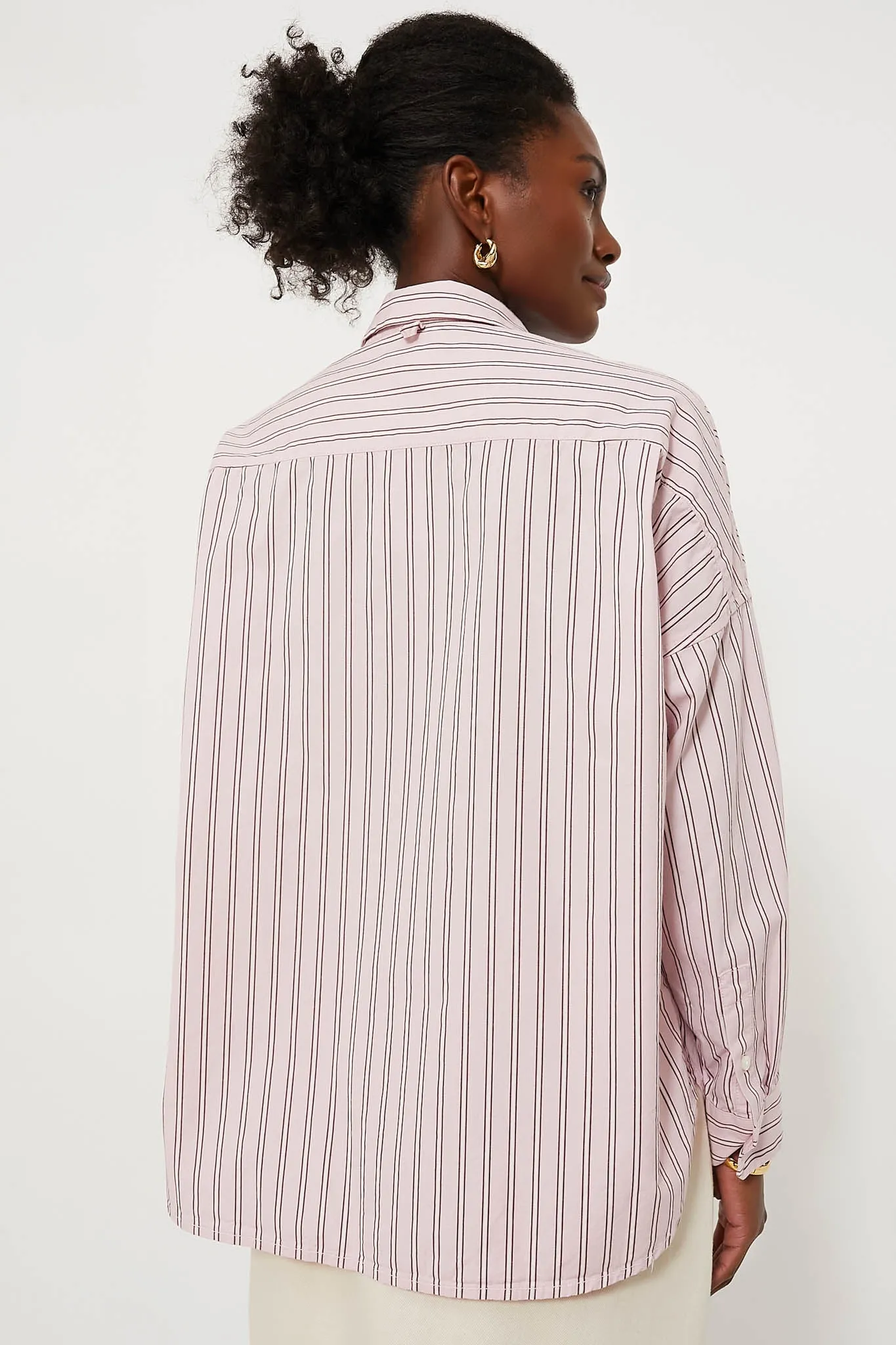 Pink Jo Shirt in Striped Poplin