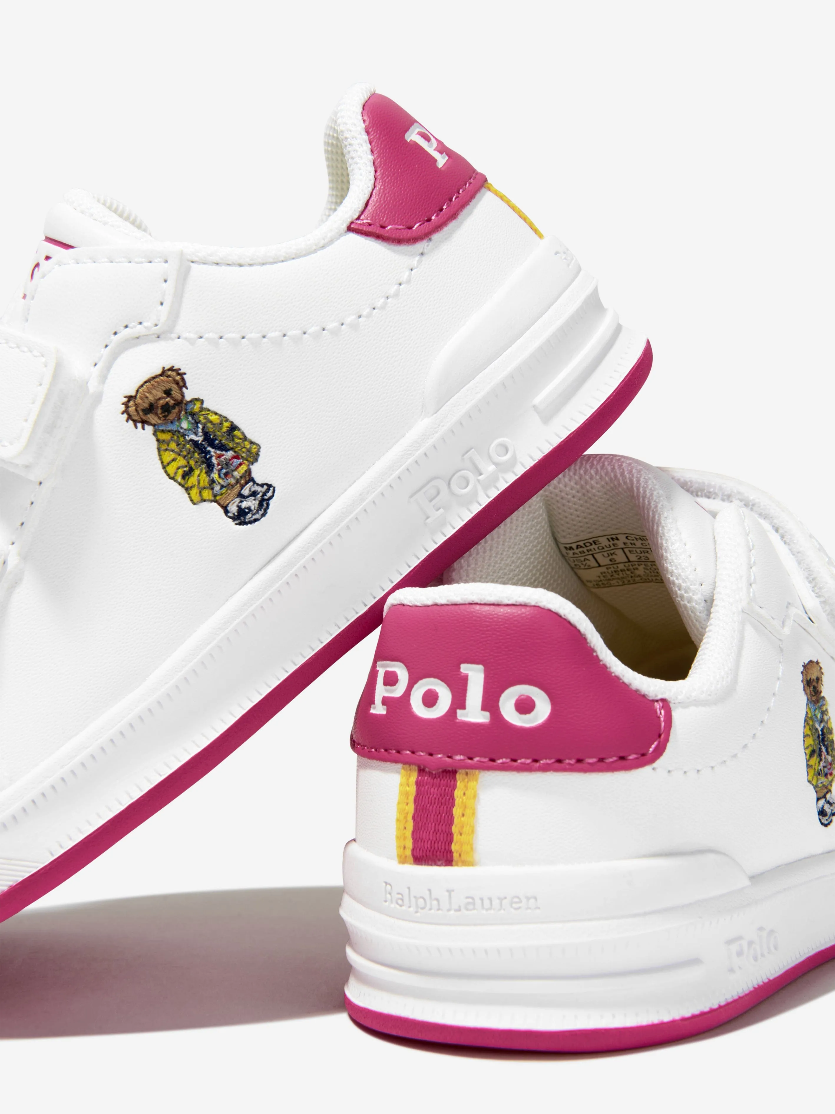 Ralph Lauren Girls Heritage Court II Velcro Bear Trainers in White