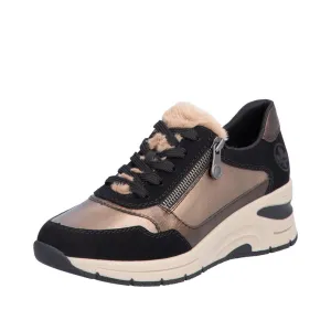 Rieker N9301-90 Ladies Beige Side Zip Shoes