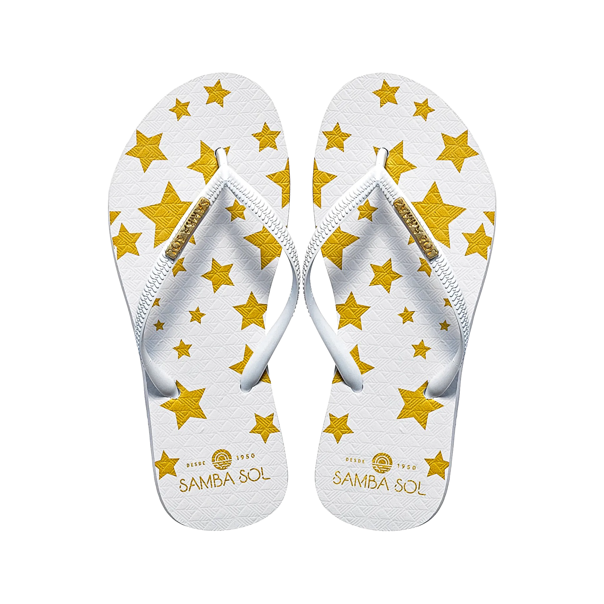 Samba Sol Women’s Fashion Collection Flip Flops - White Stars