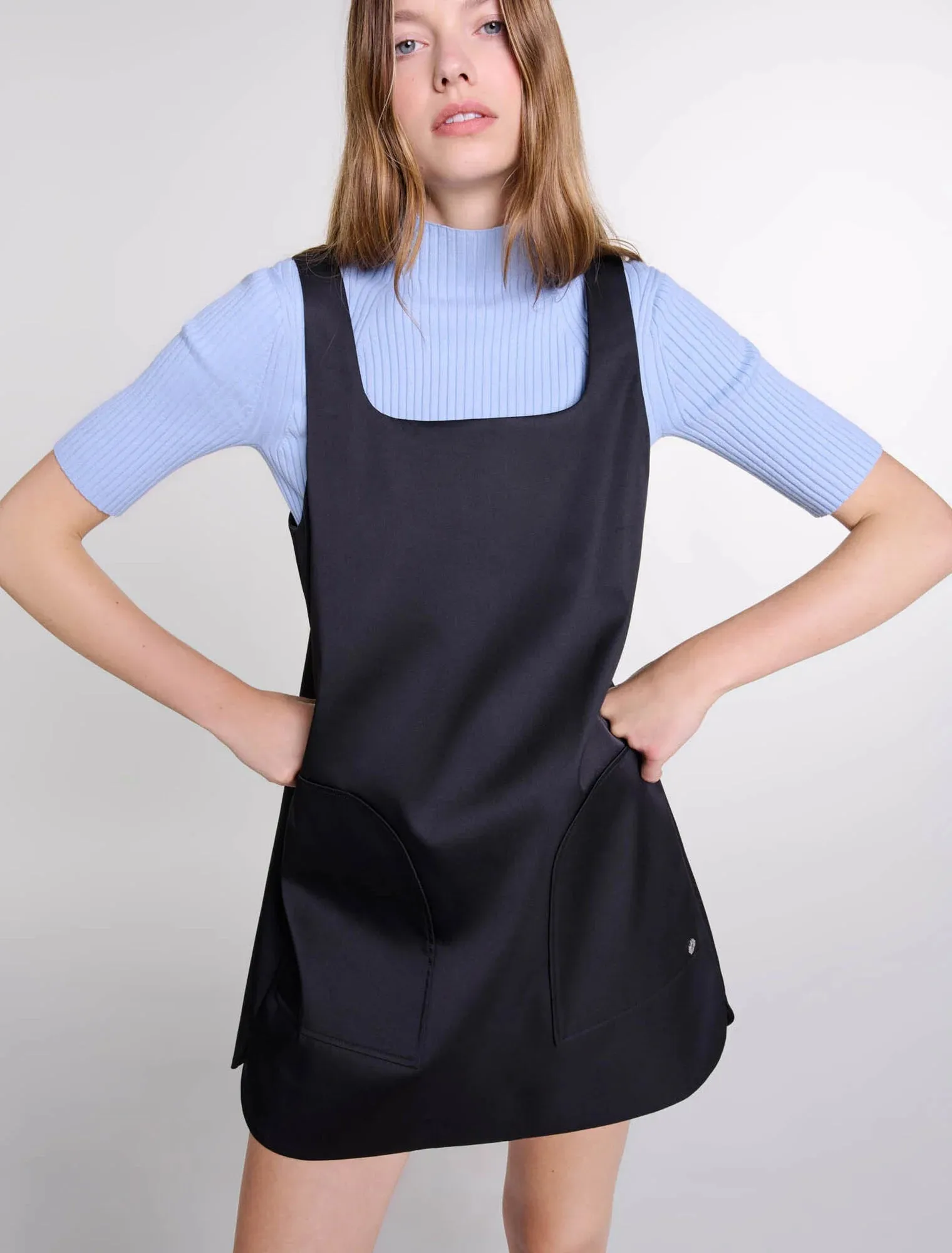 Satin pinafore dress