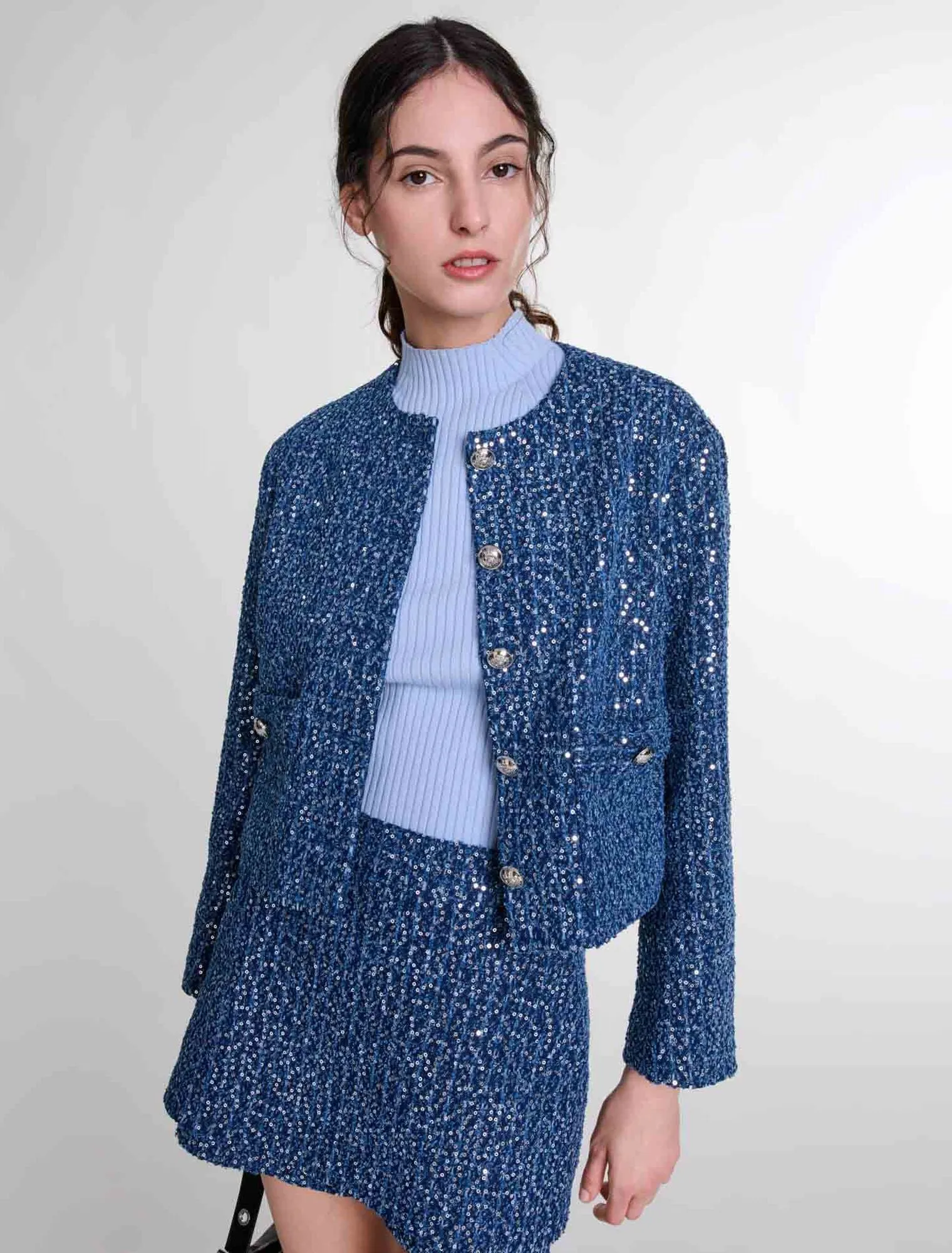 Sequinned tweed jacket