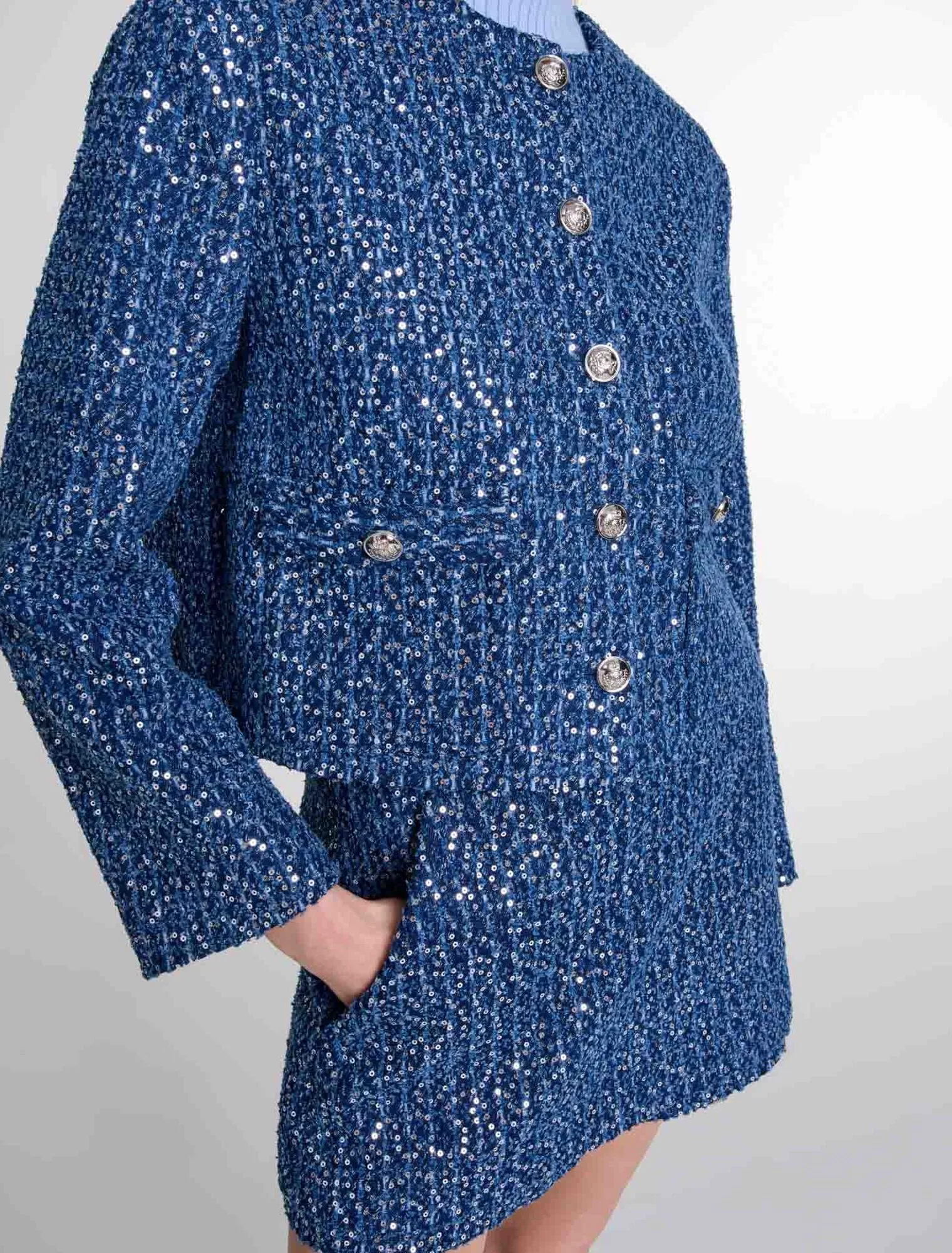 Sequinned tweed jacket