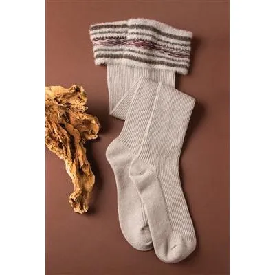 Simply Noelle Storyteller Tall Socks - Taupe