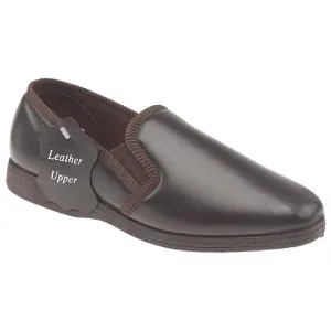 Sleepers MS414B Hadley Dark Brown Soft Leather Slipper