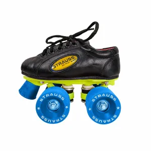 STRAUSS Gripper Shoe Skate with Rubber Wheel |Fixed Body Roller Skates |Skating Shoes for Boys,Girls and Kids |Suitable for All Skill Level |Ideal for Kids (11-12 Years), Size-4, (Blue/Black)