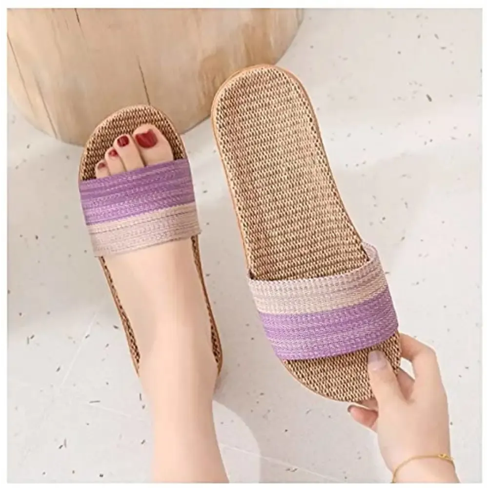 Stylish Purple Jute Slippers For Women