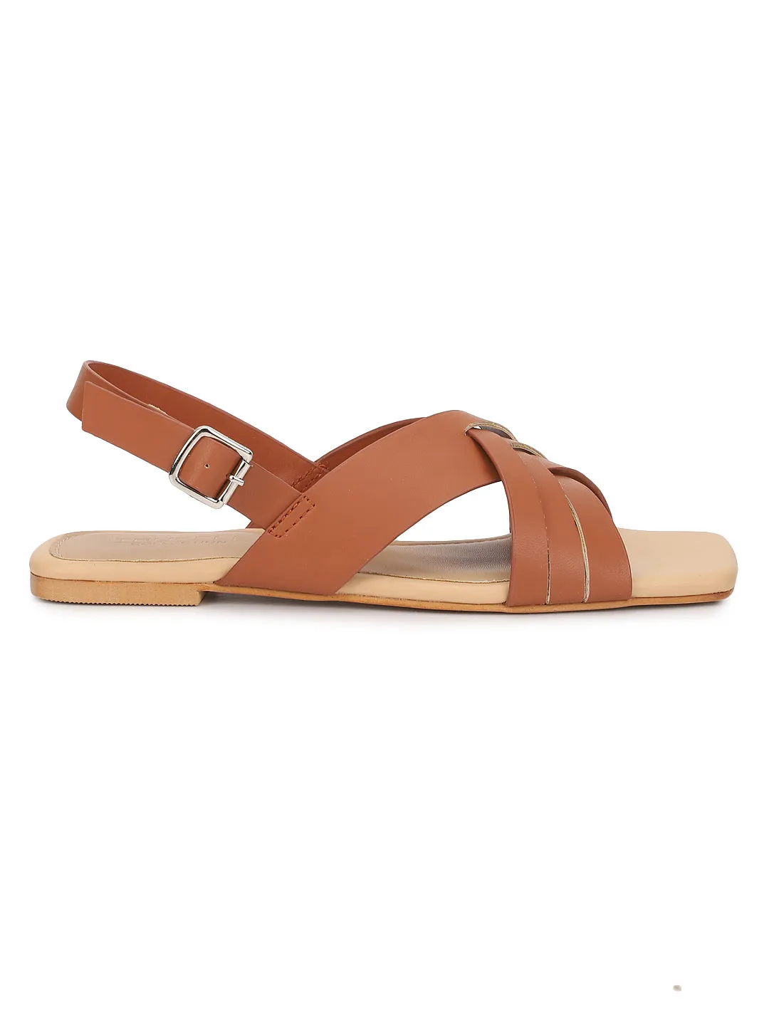 Tan PU Flats Sandals (TC-ST-001-TAN)