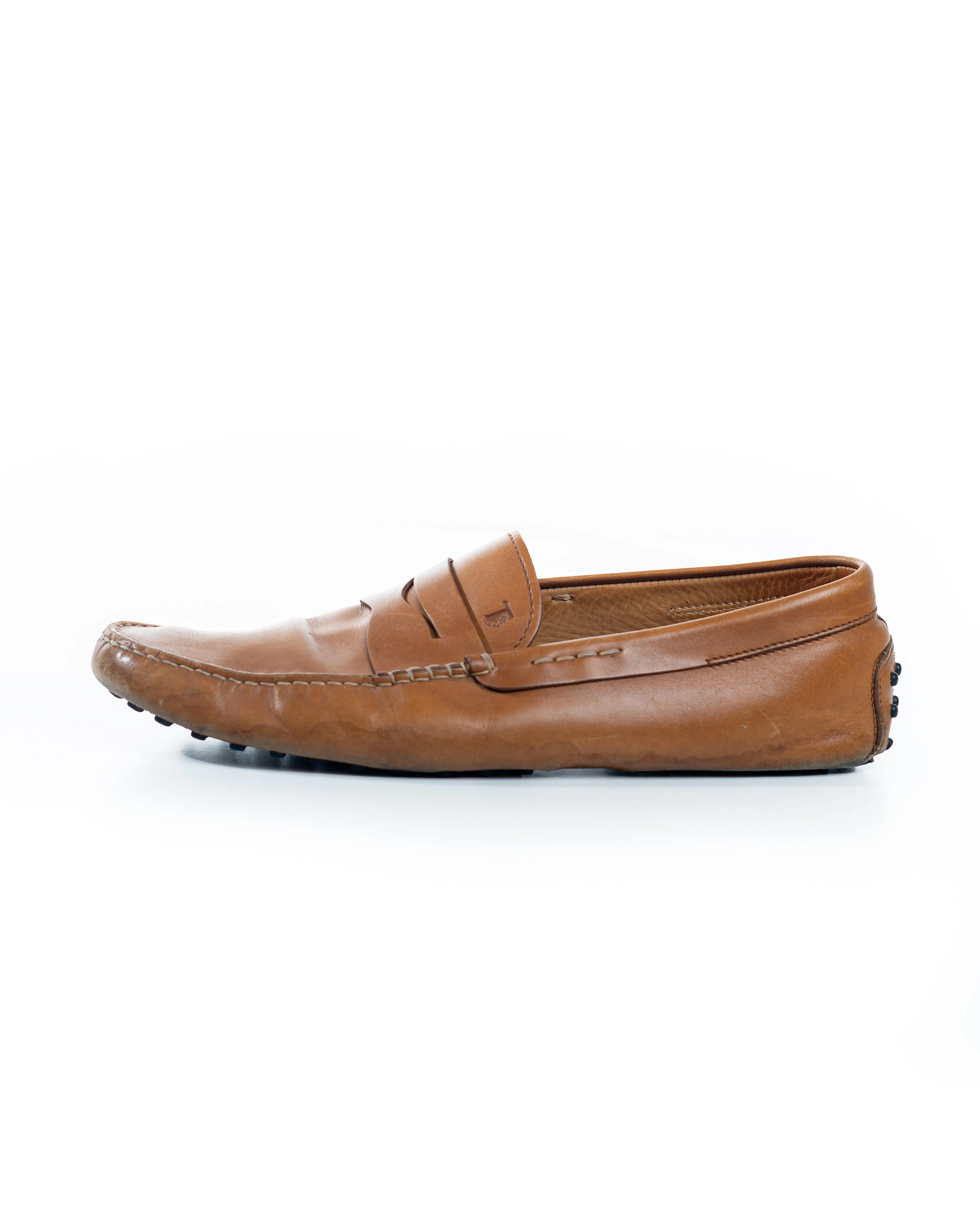 Tods Brown Leather Slip Loafers