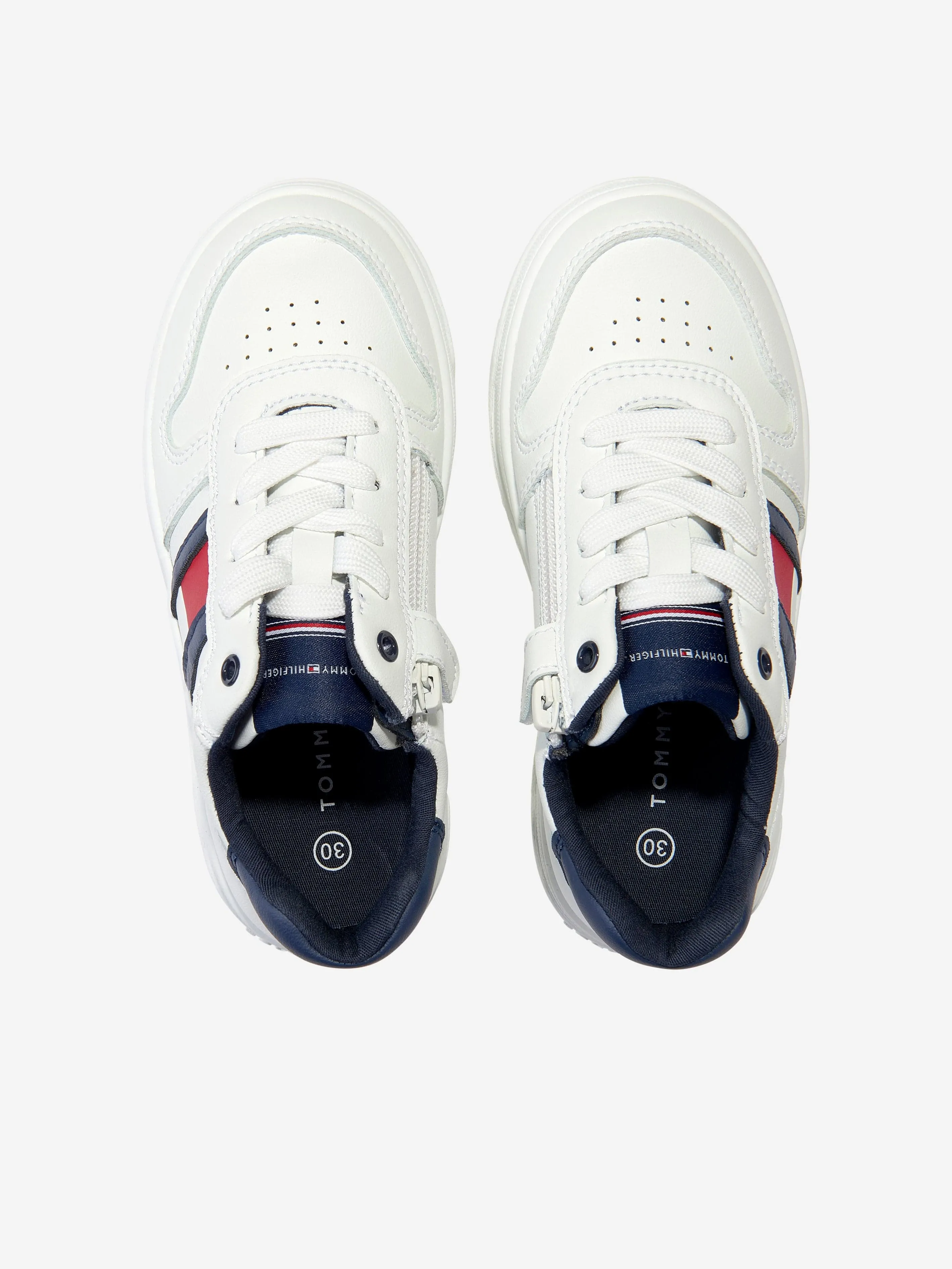 Tommy Hilfiger Kids Flag Low Cut Lace-Up Trainers in White