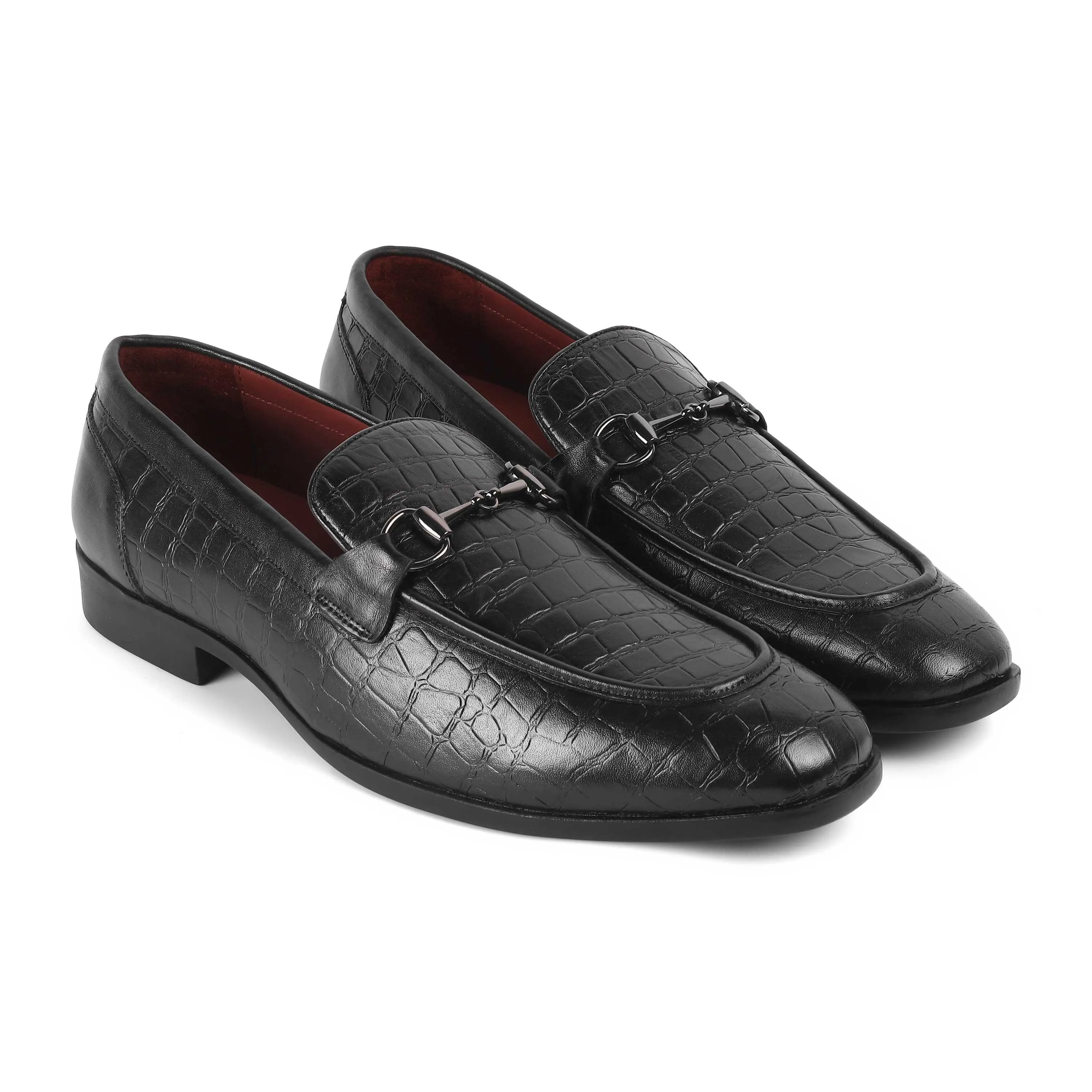 Tresmode Reden Black Men's Leather Loafers