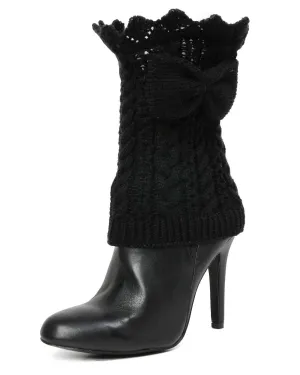 Vixen Mixed Rib Bow Detail Boot Topper