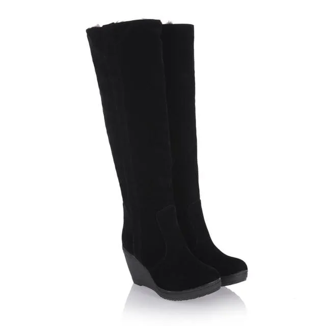 Wedges High Warm 3 Ways Wear Suede Knee-High Women Snow Boot