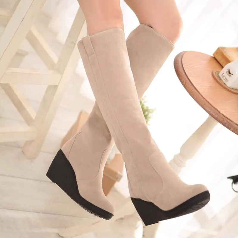 Wedges High Warm 3 Ways Wear Suede Knee-High Women Snow Boot