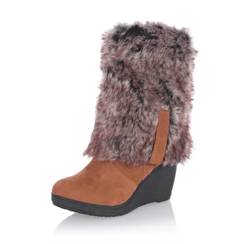 Wedges High Warm 3 Ways Wear Suede Knee-High Women Snow Boot