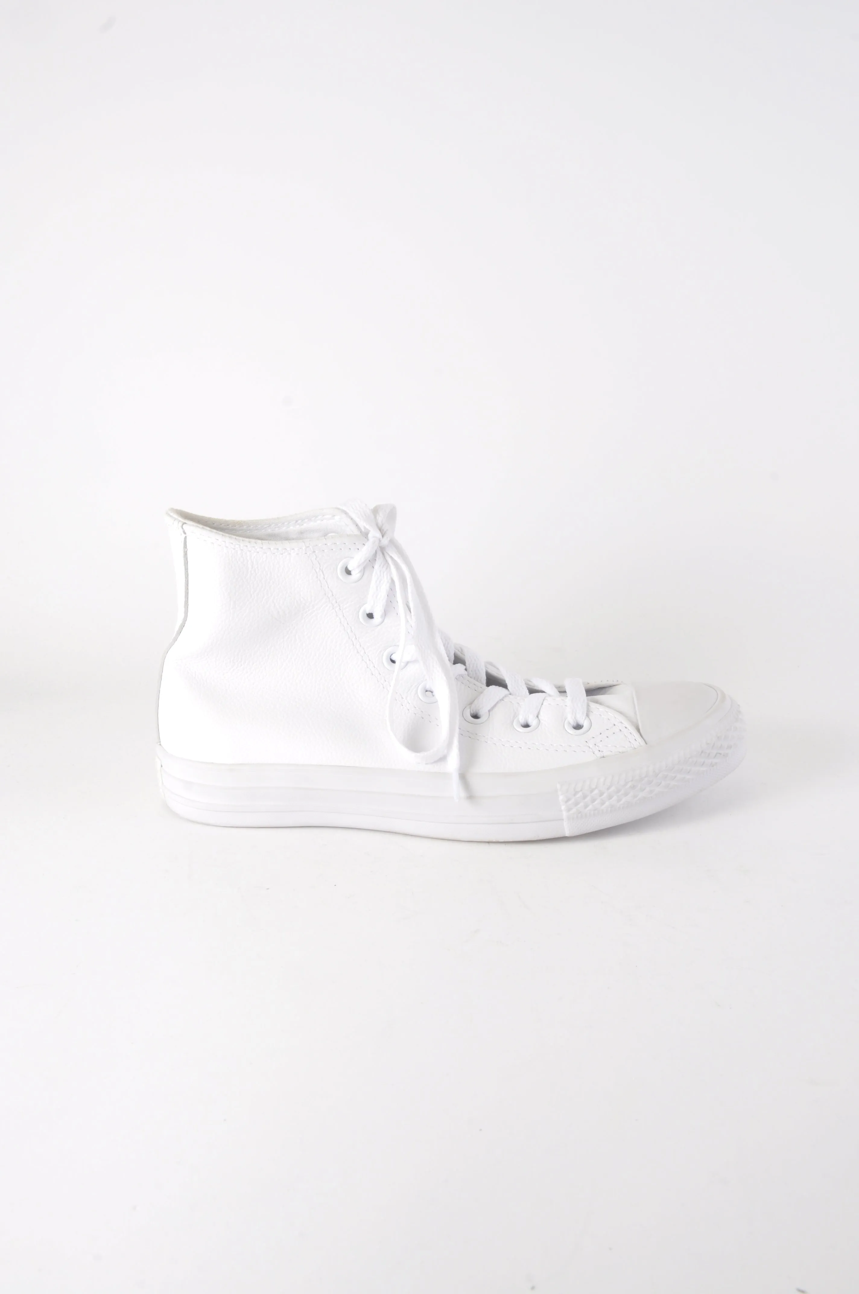 White Leather Hightop Converse - New But Imperfect