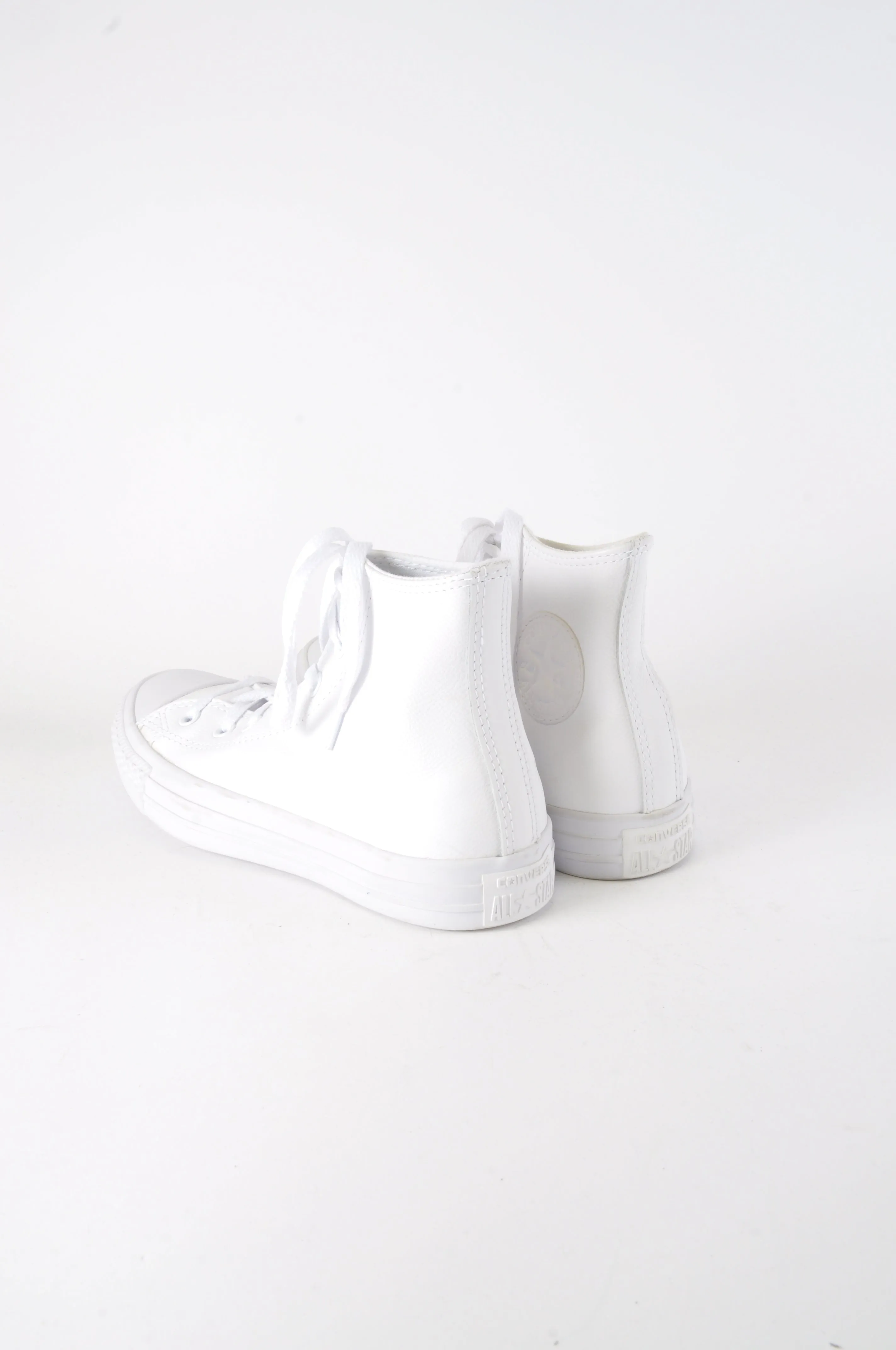 White Leather Hightop Converse - New But Imperfect