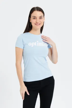 Women Blue Optimist Printed T-Shirt