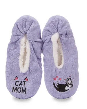 Women's Cat Mom Sherpa Lined Slippers