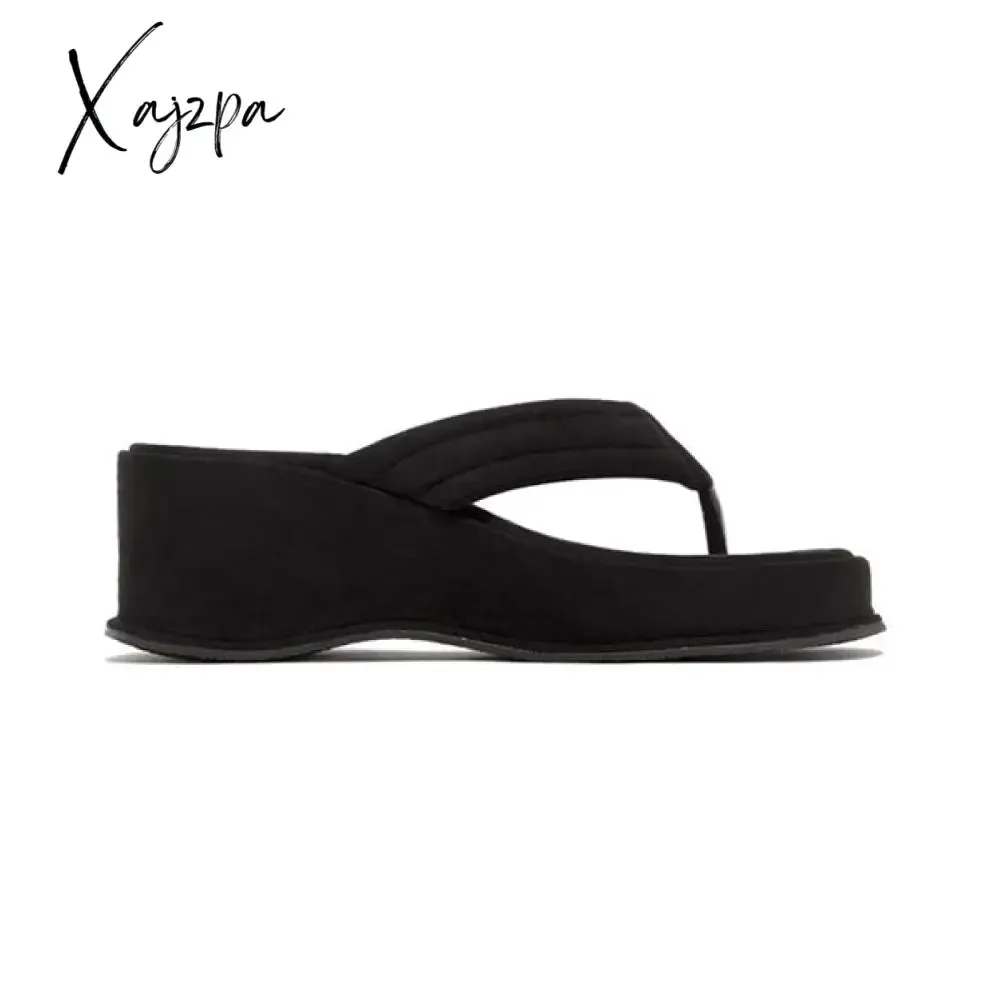 Xajzpa - Soft Faux Suede Platform Sandals