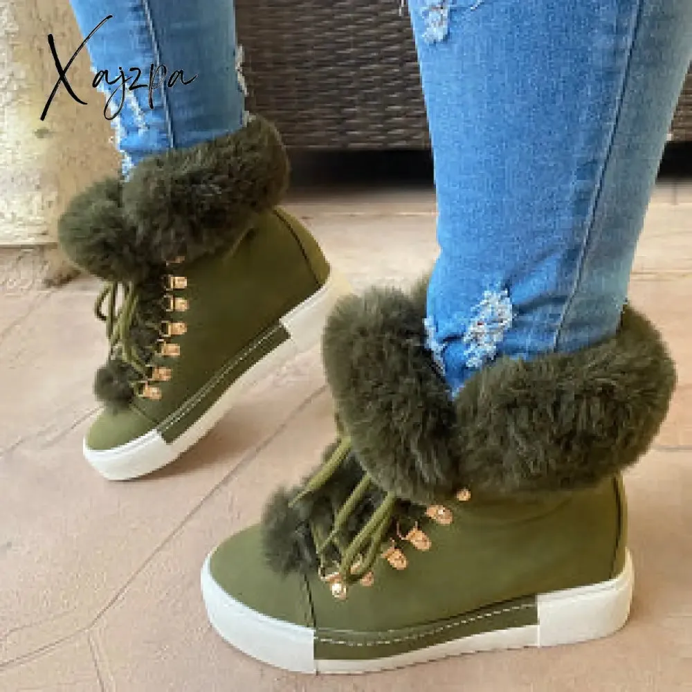 Xajzpa - Women Winter Snow Boots Cute Warm Fur Boots Windproof Shoes