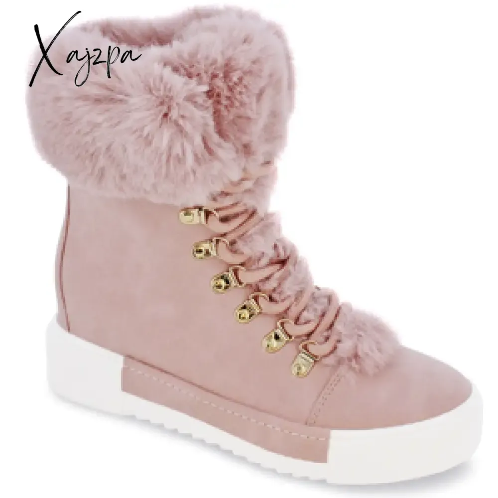 Xajzpa - Women Winter Snow Boots Cute Warm Fur Boots Windproof Shoes