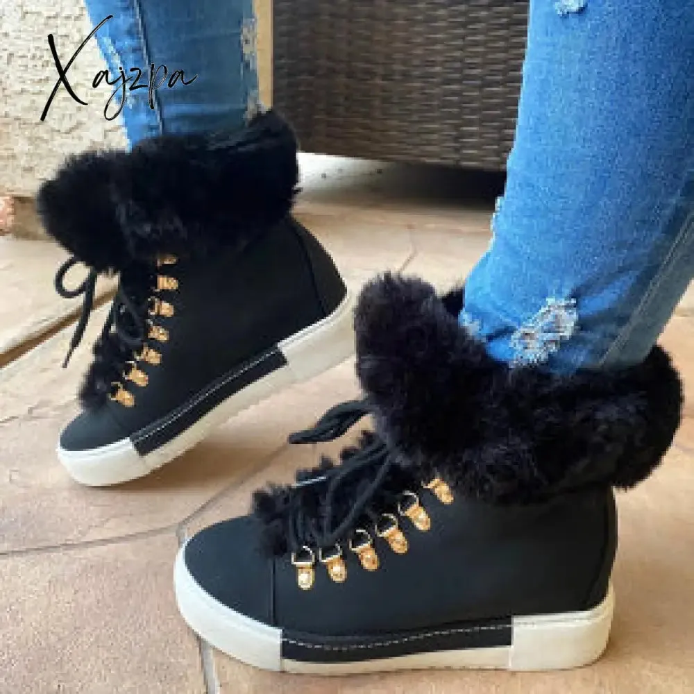 Xajzpa - Women Winter Snow Boots Cute Warm Fur Boots Windproof Shoes